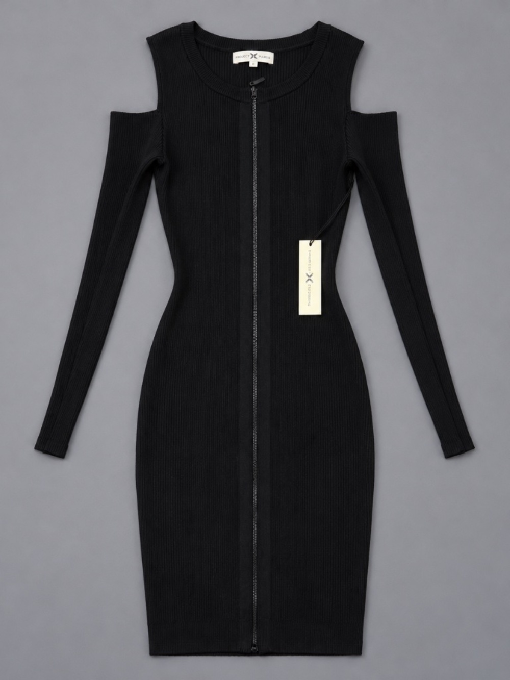 Nightcap Clothing Black Ribbed Cold Shoulder Zip Dress – Size 1 – NWT